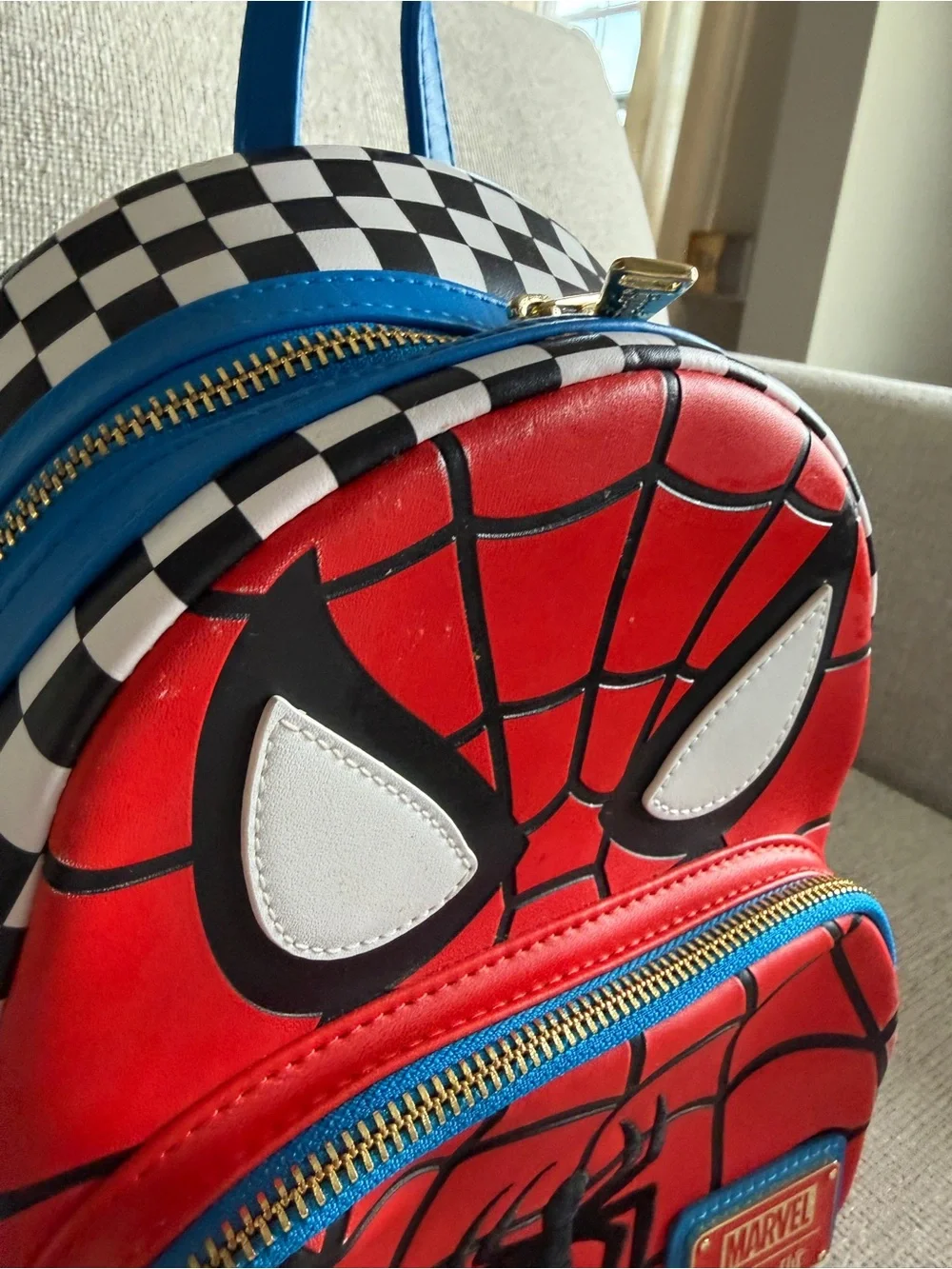 🔥 RETIRED! Loungefly x Marvel checkered Spider-Man Mini Backpack